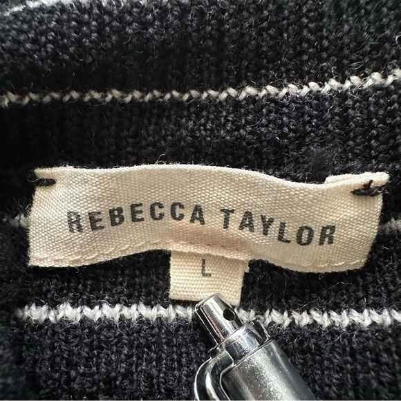 Rebecca Taylor Sweater Mock Neck Ruffle Turtleneck 100% Merino Wool Pullover L - Picture 8 of 12